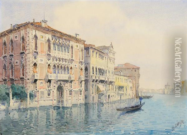 Gondola A Venezia Oil Painting - Erma Zago