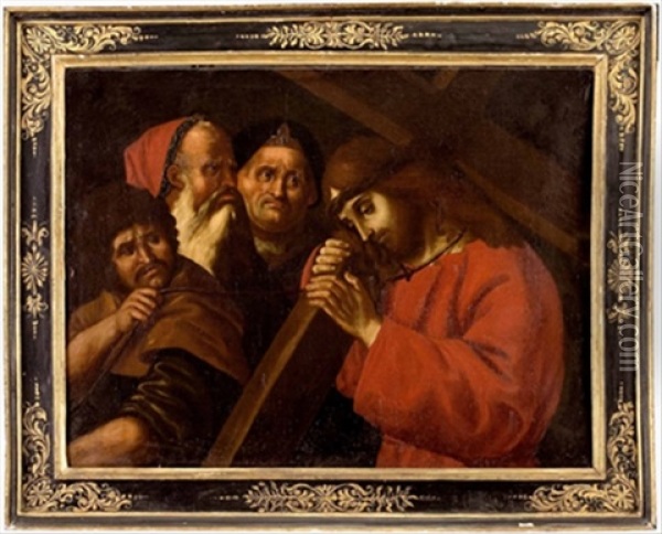 Der Kreuztragende Christus Mit Einem Hascher Und Zwei Schriftgelehrten Oil Painting - Marco Palmezzano