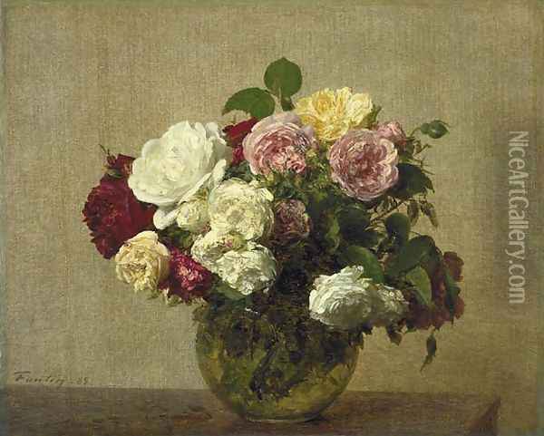 Roses 5 Oil Painting - Ignace Henri Jean Fantin-Latour