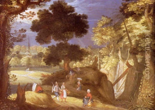 Scene Champetre Oil Painting - Willem van Nieulandt the Younger