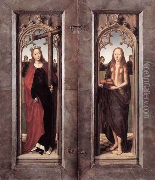 Triptych of Adriaan Reins (closed) 1480 Oil Painting - Hans Memling
