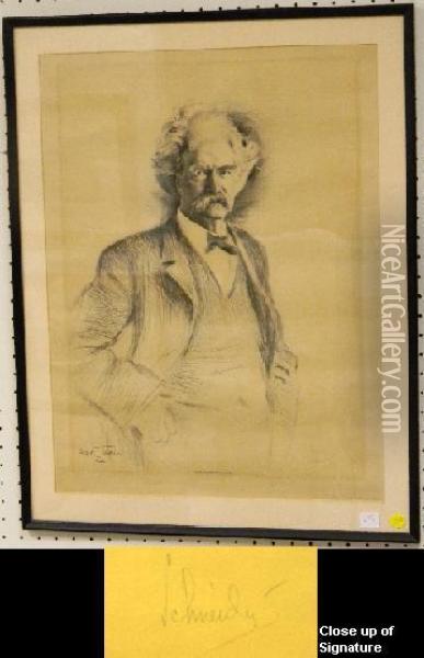 Mark Twain (samuel L. Clemens) Oil Painting - Otto J. Schneider