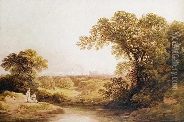 Greenwich Park With London In Thebackground Oil Painting - Nicholson, F.