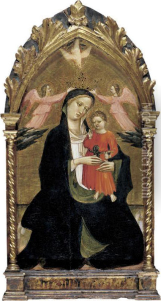 Madonna And Child Flanked By Two Angels Oil Painting - Dal Giovanni Marco Di Ponte