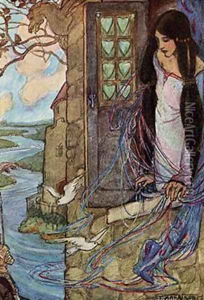 The Lady of Shalott I Oil Painting - Emma Florence Harrison