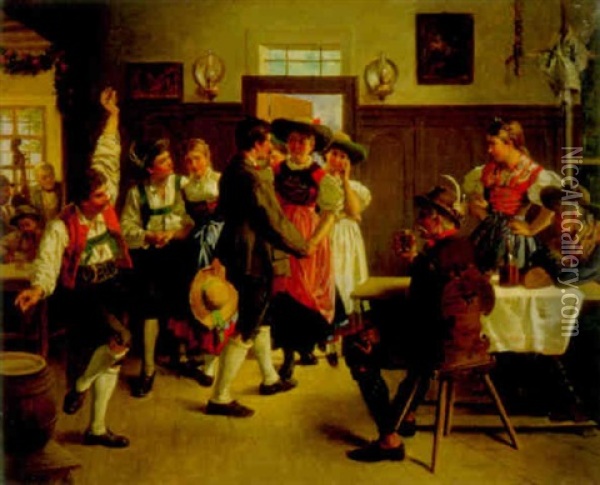 Aufforderung Zum Tanz Oil Painting - Ernst Friedrich Hausmann