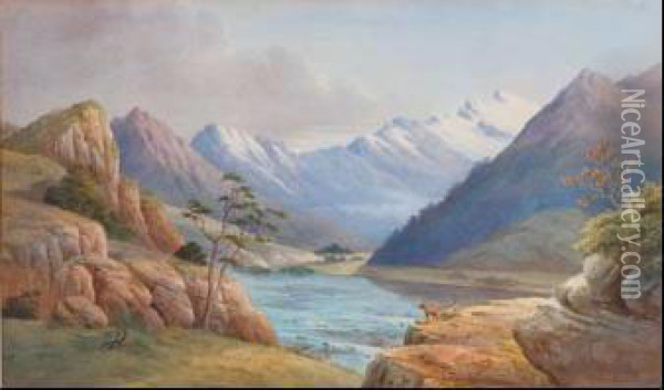 Headwaters Of South Island River Oil Painting - John Barr Clarke Hoyte