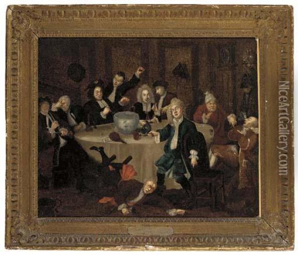 The Midnight Modern Conversation Oil Painting - William Hogarth