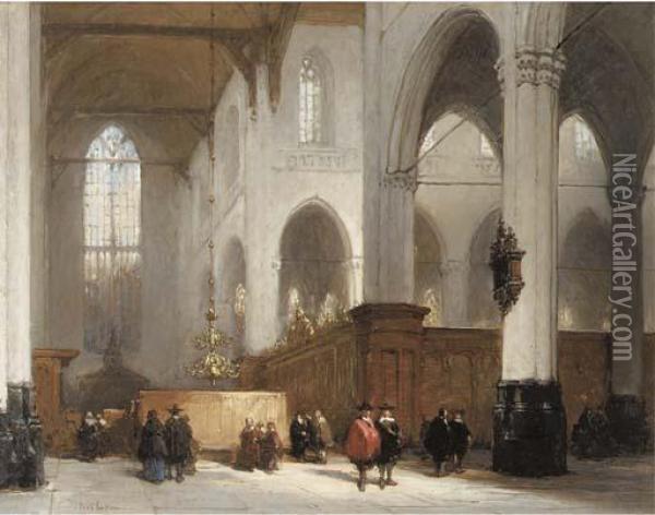 A Luminous Church Interior Oil Painting - Johannes Bosboom
