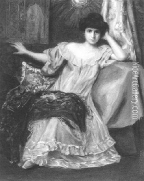 Sitzende Junge Dame Oil Painting - Jenoe Jendrassik