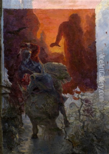 Warrior Oil Painting - Nikolai Konstantinovich Roerich