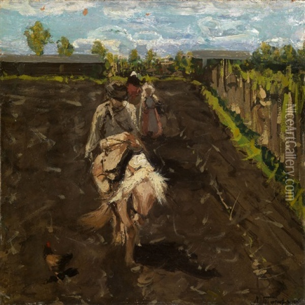 Tillage Oil Painting - Leonard (Leonid) Viktorovich Turzhansky