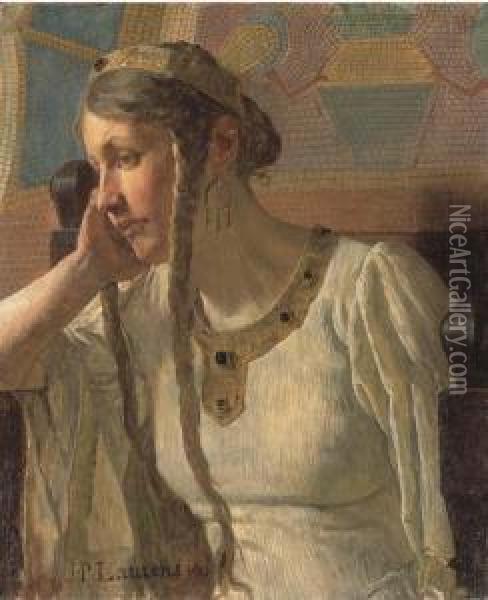 L'attente D'une Reine Merovingienne Oil Painting - Jean-Paul Laurens