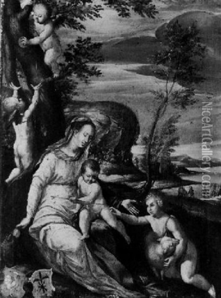 Madonna Mit Kind Und Dem Johannesknaben Oil Painting - Lucas Cranach the Elder