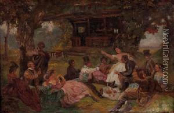 Gesellschaft Beim Picknick Oil Painting - Karl Leopold Voss