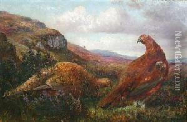 Owre The Muir, Amang The Heather Oil Painting - J Morison
