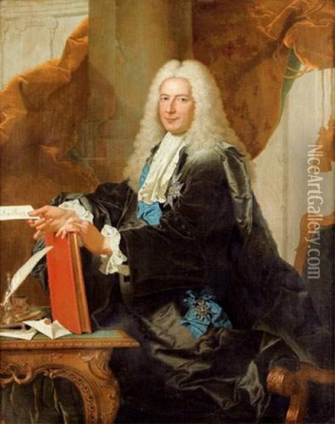 Portrait De Philibert Orry, Controleur General Des Finances Et Directeur General Des Batiments Du Roi Oil Painting - Hyacinthe Rigaud