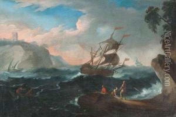 Mare In Tempesta Con Naufraghi Oil Painting - Adriaen Manglard