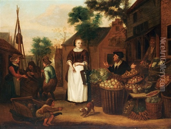 Market Scene Oil Painting - Jan Victors