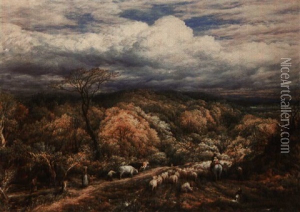 A Bye Road Oil Painting - John Linnell
