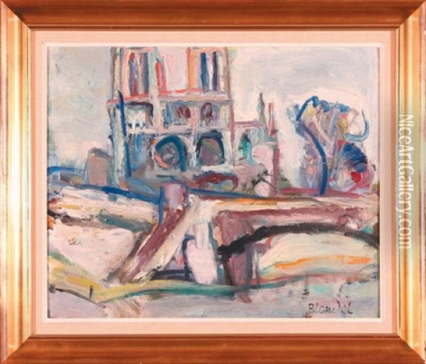 Katedra Notre Dame W Paryzu Oil Painting - Andre Blondel (Aleksander Blonder)