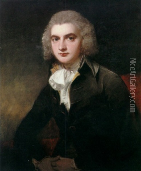 A Portrait Of William Tighe, Seated With His Hand Crossed Oil Painting - George Romney