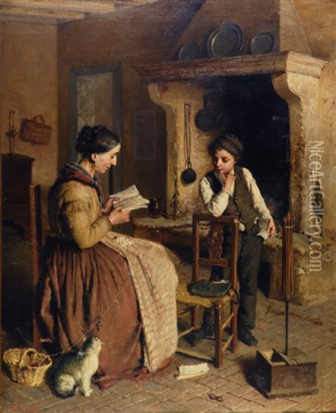 Le Novelle Della Nonna Oil Painting - Angelo dall' Oca Bianca