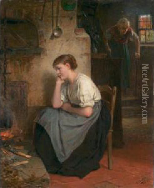 La Jeunesse Et La Vieillesse, 1879 
The Youth And The Age, 1879 Oil Painting - Benjamin I Vautier