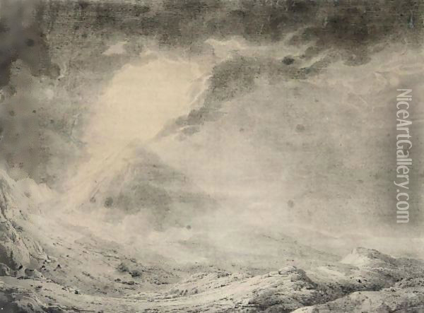 Mount Vesuvius Oil Painting - Josepf Wright Of Derby