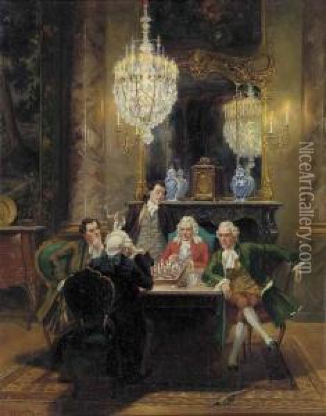 The Diversions Of Gentlemen Oil Painting - Albert Julius Franke