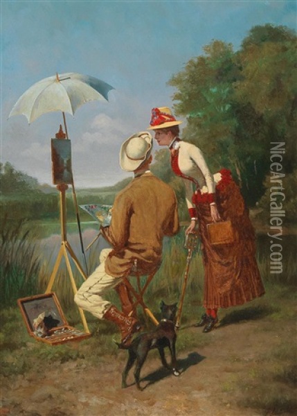 The Painter And The Onlooker Oil Painting - Johannes Linse