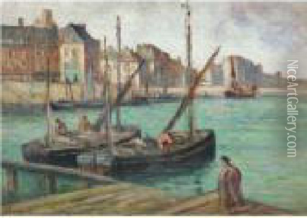 Honfleur, Bateaux Au Port Oil Painting - Maximilien Luce