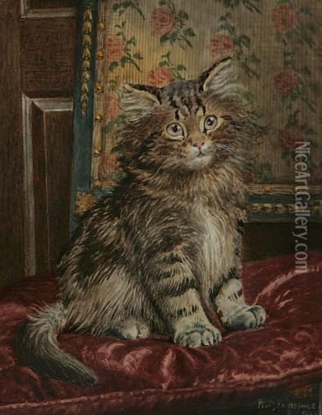 A Kitten Oil Painting - Wilson Hepple