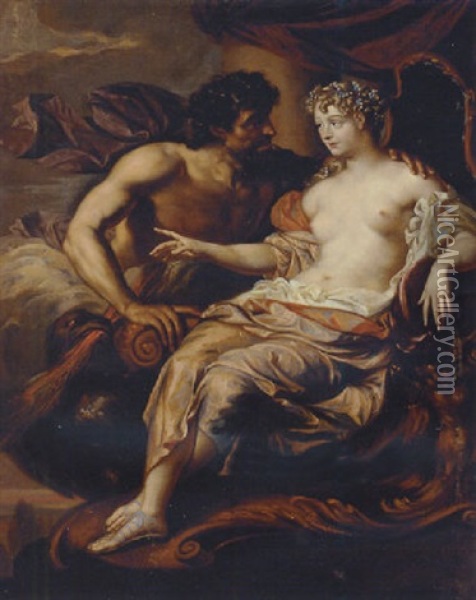 Portrait Of Madame De Grignan As Hebe With Jupiter At Her Side Oil Painting - Augustus (Snip) Terwesten