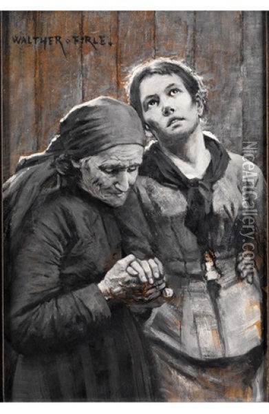 Ein In Trauer Gestutztes, Junges Madchen Oil Painting - Walter Firle