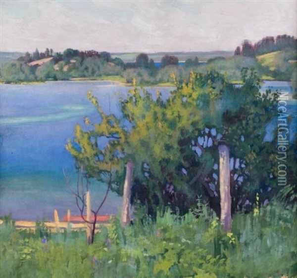 Pejzaz Z Rzeka Oil Painting - Stanislaw Szygell
