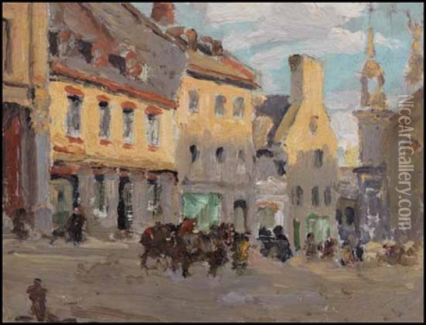 Rue Bonsecours, Montreal Oil Painting - Paul Archibald Octave Caron