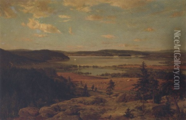 Roineen Lahdelma: The Bay Of Lake Roine, Finland Oil Painting - Magnus Hjalmar Munsterhjelm