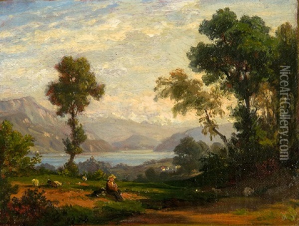 Blick Von Meggen Gegen Das Stanserhorn Und Die Berner Alpen Oil Painting - Robert Zuend