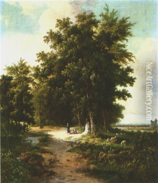 Landscape Near Schevenning Oil Painting - Barend Cornelis Koekkoek