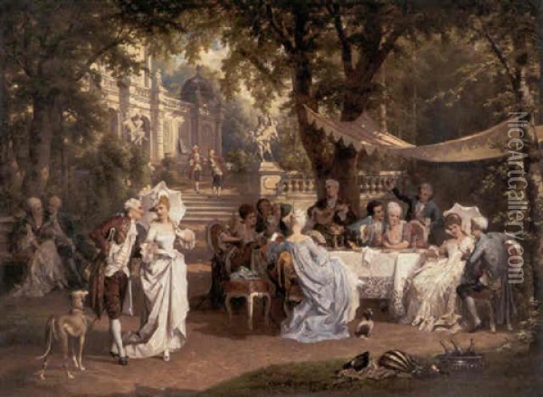 The Garden Party Oil Painting - Karl Schweninger the Younger