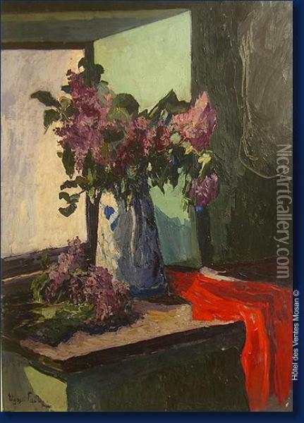 Nature-morte Aux Lilas Oil Painting - Elysee Fabry
