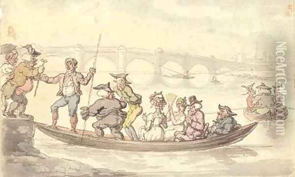 A river ferry on the Thames Oil Painting - Thomas Rowlandson