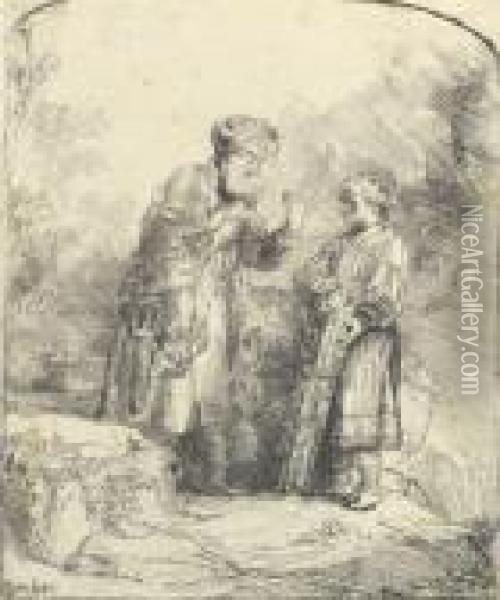Abraham Und Isaak Oil Painting - Rembrandt Van Rijn