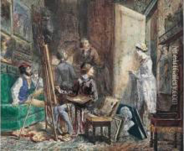 L'atelier Du Peintre (1846) Oil Painting - Edmond Morin
