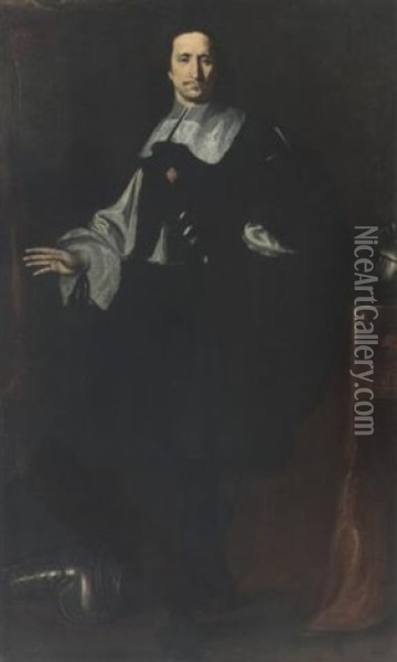 Ritratto Di Gentiluomo In Abito Nero Oil Painting - Philippe de Champaigne