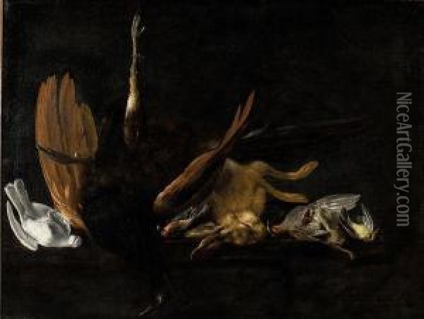 Trophee De Chasse Avec Oiseaux Oil Painting - Elias Vonck