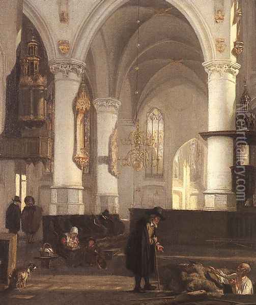 Interior of the Oude Kerk at Amsterdam from the North Aisle to the East Oil Painting - Emanuel de Witte