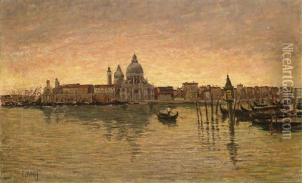 Venedig, Blick Auf Die Giudecca Mit Der Kirche Il Redentore Oil Painting - Guglielmo Ciardi