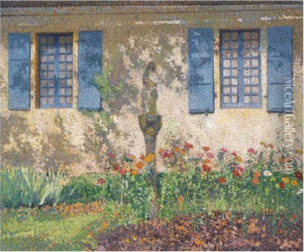 Parterre Fleuri Devant Les Fenetres De Marquayrol Oil Painting - Henri Martin